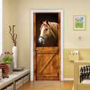 3D Door Stickers Murals Peel and Stick - Horse - Wallpaper Self-Adhesive Decals Removable PVC Waterproof Poster for Bedroom Living Room 30.3" x 78.7"