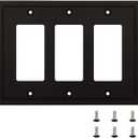Henne Bery Modern Edge Decorative Wall Plate Switch Plate Outlet Cover, Durable Solid Zinc Alloy (Triple Decorator, Matte Black)