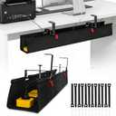 Under Desk Cable Management Tray, 36" Cord Organizer for Table, Clamp/Screw Mount Desk Cable Management, Premium Fabric Cable Management Tray for Office, Home