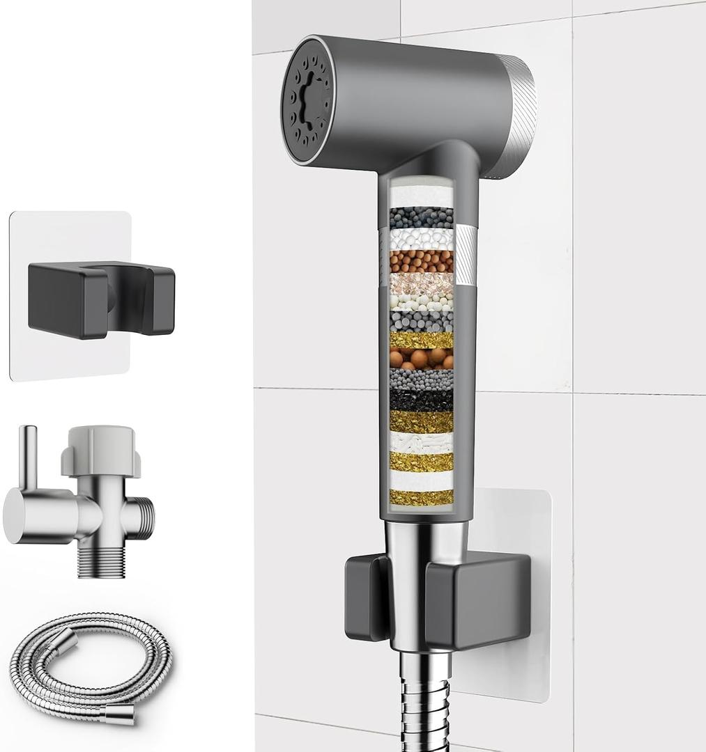 FEELSO Handheld Toilet Bidet Sprayer with Filter, Adjustable Water Pressure Filtered Jet Spray for Toilet with Leak-Proof Bidet Hose for Diaper Sprayer, Feminine Hygiene, Pet Shower & Muslim Shower