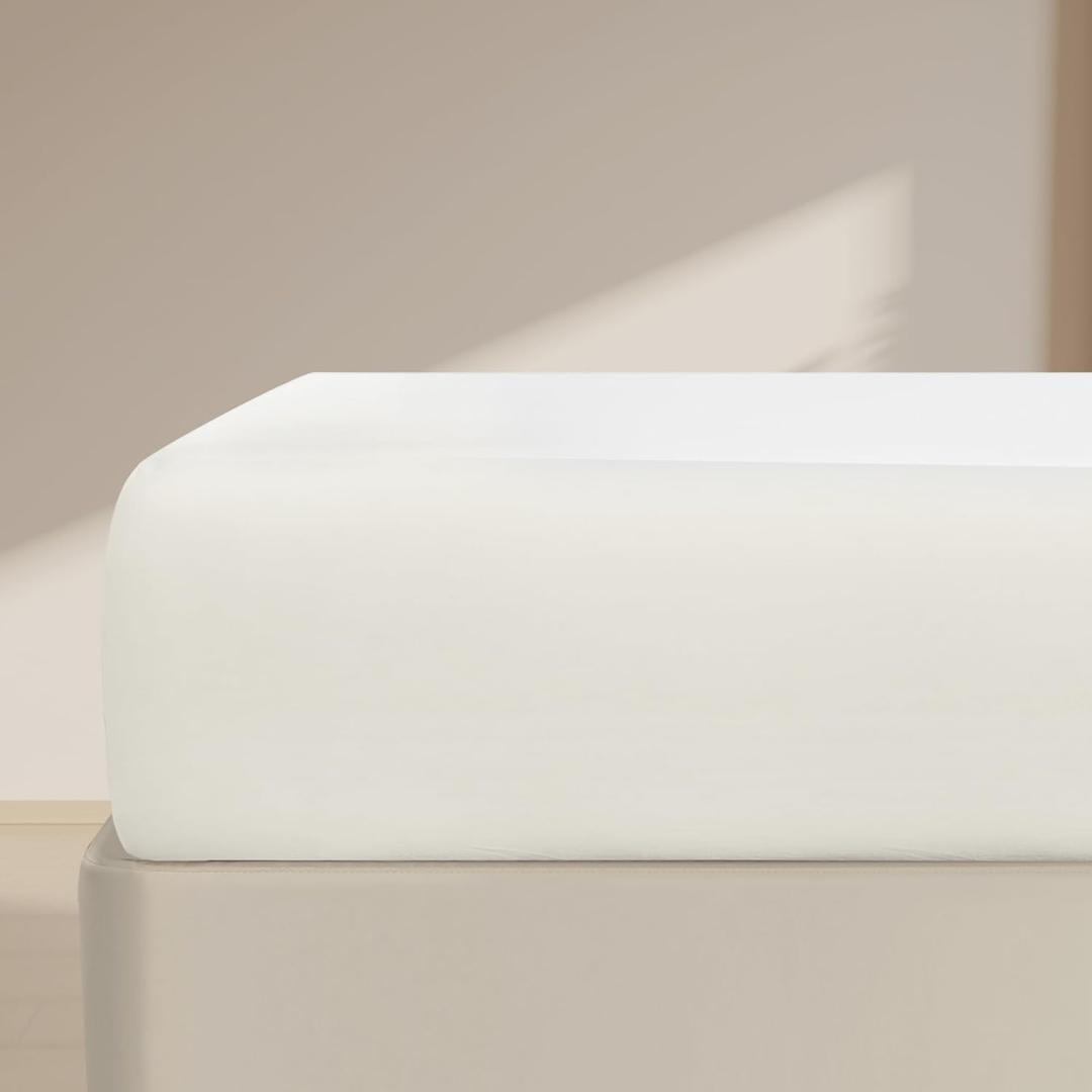 FreshCulture King Fitted Sheet Only  Premium Hotel-Quality Fitted Sheet for King Bed  Ultra Soft & Breathable Brushed Microfiber  Elegant Black Box Packaging (Ivory)