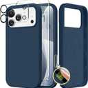 GONEZ Magnetic for iPhone 17 Pro Max Case, Compatible with MagSafe, [Screen Protector + Camera Lens Protector], Liquid Silicone Anti-Scratch Shockproof Protective Phone Case 6.9 inch, Dark Blue