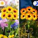 Solar Garden Lights 6 Pack 36 Solar Sunflower Lights, Gifts for Mom Women Grandma Mothers Day Birthday, Waterproof Solar Flower Light for Outdoor Decoration, Decorative Stakes for Yard,Landscape,Patio
