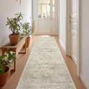 Rug Runners for Hallways Non Slip - 2x8 Runner Rug for Bedroom, Washable Runner with Rubber Backing, Soft Low-Pile Carpet for Kitchen, Laundry, Bathroom (2'x8', Beige/Ivory)