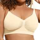 Lover-Beauty Bralettes for Women - Wireless Seamless Bra Stretch Comfort No Underwire Unlined Everyday Bras (Medium, Beige)
