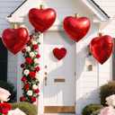 Jetec 4 Pcs 17" Heart Inflatable Ornament with Glitter Cloth Cover, Large PVC Heart Blow up Ornaments Blow Ball for Yard Outdoor Lawn Porch Decor(Red)