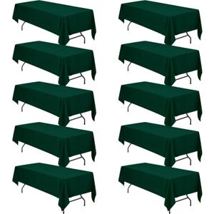 BRILLMAX 10 Pack Hunter Green Tablecloths 60 x 126 Inch for 8ft Rectangle Tables - 150 GSM Polyester Fabric, 15" Standard Drop, Water, Stain & Wrinkle Resistant Cloth Cover for Wedding Dining Buffet