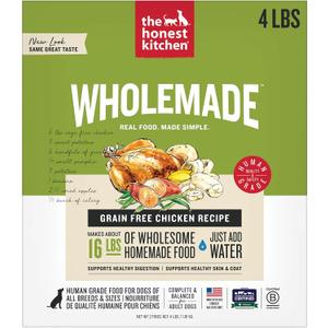 The Honest Kitchen Human Grade Wholemade Dehydrated Dog Food, Grain Free Chicken Dog Food, 4lb (makes 16lbs) (EXP 07/08/26)