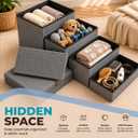 Dog Steps for high Bed with Cushion, Foldable Dog Stairs for Small Medium or Large Dogs Puppy with Storage for Bed or Couch, Pet Steps Ramp with Zip up to 200 lbs, Grey, 4 Steps