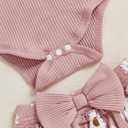 Aunties Bestie Baby Clothes Daddys Girl Newborn Short Sleeve Romper Daisy Skirt Shorts 3Pcs Set Infant Spring Outfit (Pink)