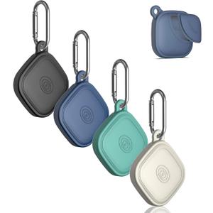 (4-Pack) Silicome Case for Tile Mate 2024, Waterproof Tile Mate Holder Full Body Protective Cover Compatible with Life360 Mate Tile Tracker with Keychain (Black/Off White/Blue/Green)