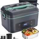 Cordless Electric Lunch Box for Adults, Heated Lunch Box Battery Powered with 5 Side Heating, Portable Food Warmer with 5.5 Cups Removable Container, Self-Heating Food Warmer for Work,GreyGreen