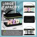 Geetery Medicine Bag Chenille Letter Patch Meds Bag Nylon Portable Travel Makeup Cases Preppy Patch with Zipper Cosmetic Toiletry Storage for Women