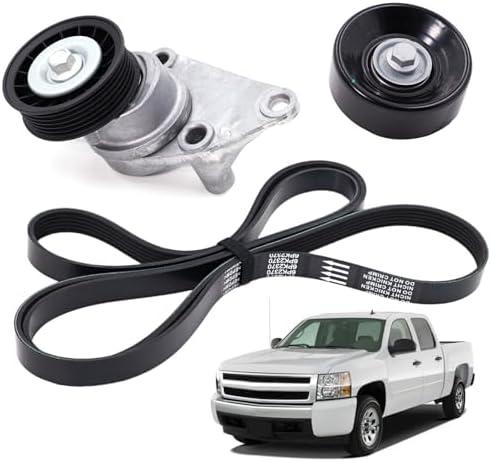 Complete Serpentine Belt Drive Component Kit Compatible with GM 2003-2006, for Chevy 2002-2007, for GMC 2002-2007 Replace# 12609719 12555609 12626222 90K-38158C