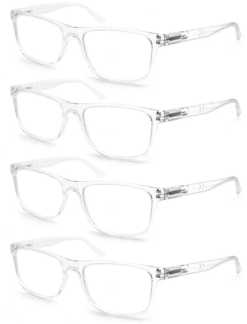 Large Reading Glasses Mens Oversized Wide Readers 4.00 Lightweight Clear Magnifying Cheaters for Men W/Big Head 4 Pack