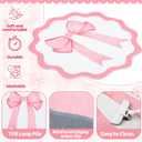 Pink Bow Round Decorative Rug, 4 Ft TPR Circle Accent Mat for Girls' Rooms, Non-Slip Washable Floor Mat for Nursery, Playroom & Bedroom Decor, 3'11"