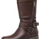 DECARSDZ Women's Mid-Calf Boots Fall Low Heel Fashion Ladies Combat Motorcycle Boots (8, Brown)