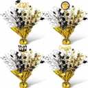 4 Pcs Graduation Table Centerpieces Metallic Plastic Gleam Burst Centerpiece Black Gold Graduation Cap Glitter Foil Centerpiece for 2026 Congrats Grad Party Decoration
