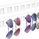 Sunglasses Organizer 2 Pack, Wall Glasses Holder, Acrylic Sunglasses Display, Eyeglass Organizer for Multiple Glasses for Office & Home Decor, Unique Gifts for Husband, Women & Girls, Clear