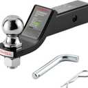 Trailer Hitch Ball Mount with 2 inch Ball & 5/8" Pin, Hollow Tube, 5000 lbs Max Gross Trailer Weight and 500lbs Max Tongue Weight, 2 Inch Drop, Black