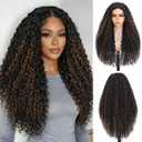 Highlight Ombre Curly Wigs for Women,28 inch Lace Front Long Curly Wig 100% Protein Silk Glueless Wig,Synthetic Wig Upgraded with Premium Human-Hair-Like Feel,Curly Hair Wig for Daily Party Use