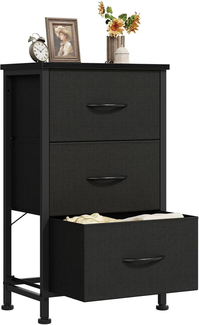 DUMOS 3 Drawer Nightstand for Bedroom, Small Night Stand Chest of Drawers, 11.8"D x 15.7"W x 29.5"H
