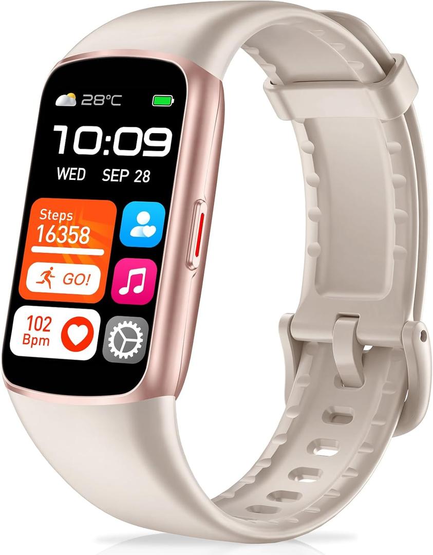 Fitness Tracker with 24/7 Heart Rate, Blood Oxygen Sleep Monitor, 123 Sports Modes Calories Smart Watch,IP68 Waterproof Step Counter Activity Trackers Health Pedometer for Women Men (Beige)