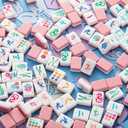 Soulchen 1.2 Inch Acrylic Pink American Mahjong Set 168 Blossom Numbered Tiles, Tiles Bag and Portable Case Classic Complete Mahjong Set for Adult Collection Gift