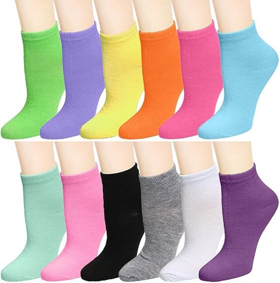12 Pairs Women Novelty Ankle Socks Colorful ComfortSoft Lightweight Sports Athletic Socks