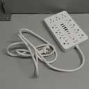 6 FT Flat Plug Surge Protector Power Strip,11 Multiple AC Outlets with 6 USB Ports (2 USB C), 6 Feet Extension Cord, 1250W/10A, One Touch Switch Button, 17 in 1 Compact powerstrip-White