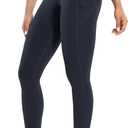 ENERBLOOM Workout Leggings with Pockets for Women High Waist Yoga Pants 25"/28" Cream Soft Lightweight Athletic Gym Tights, Dark Navy XS