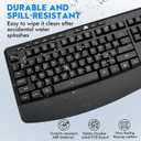 Wireless Keyboard and Mouse Combo, E-YOOSO 2.4GHz Full Sized Ergonomic Wireless Keyboard with Wrist Rest, 3 DPI Adjustable and 6 Buttons Cordless USB Mouse for Computer, Laptop, PC, Windows (Black)