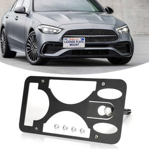 Heavy Duty Front License Plate Frame Compatible with Mercedes-Benz C Class Sedan/Wagon 2022-2025, Rust Proof Tow Hook Car Plate Holder, License Replacement Bracket with Mounting Kit