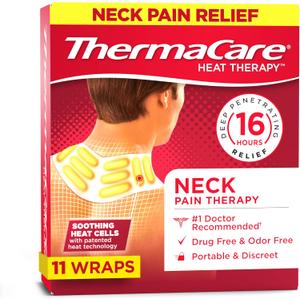 ThermaCare Heat Wraps for Neck & Shoulder Pain Relief - Portable Adhesive Heating Pads with 16-Hour Therapeutic Heat - Drug-Free Muscle & Joint Soothing Patches - Large (Pack of 11)