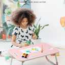FISYOD Foldable Laptop Table, Portable Lap Desk Bed Table Tray, Laptop Stand with Cup Holder & Tablet Slot & Lifting Handle for Working Writing Drawing & Eating (Pink)