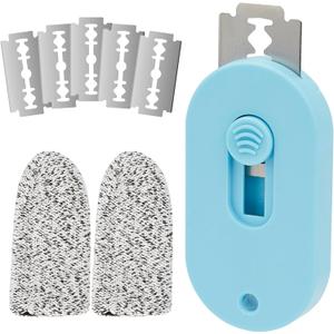 Bread Lame, Retractable Dough Scoring Tool with 5 Razor Blades, Professional Sourdough Scorer for Artisan Baking, Safe Non-Slip Handle & Finger Guard (Blue)