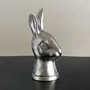 Rabbit Head Toothpick Holder Creative Animal Shaped Decorative Figurine Silky Luster Desktop Dispenser Cute 3D Rabbit Statue Dustproof Storage Jar for Kitchen Dining Table Home Decoration (silver)