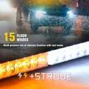 BraveWAY 45 Inch LED Strobe Light Bar White Amber, High-Intensity Emergency Flashing Hazard Warning Beacon Lights with Magnetic Base for Trucks Trailer Roof Safety