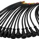 10 Pairs 3 Core 3pin Black Pigtail Waterproof Ray Wu Connector for LED Smart Pixel Lights (13.5mm 3pin 30cm)