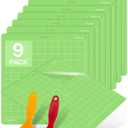 Colemoly 12x12 Cutting Mat 9 Pack Standard for Cricut Maker/Maker 3/Explore 3/Air 2/Air/One Cut Cards 2 Pack Scraper Green Grip Sticky Cricket Replacement Accessories Pad for Supplies,Quilting