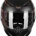 Full Face Motorcycle Helmet with Bluetooth DOT - Wide Panoramic View Street Bike Helmets for Men Women Adults, Internal Sun Visor, Removable Liner 
(Matte Black, M)