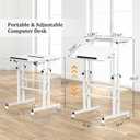 Enayplon Small Standing Desk with Wheels, Mobile Stand Up Desk, Portable Standing Table on Wheels for Walking Pad, Rolling Computer Desk Adjustable Height, Tall Table, 25" x 25" x 45"