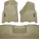 Husky Liners Weatherbeater Floor Mats | Fits 2010-2018 Dodge Ram 2500/3500 Mega Cab Only | Front & 2nd Row, 3-pc Tan - 99043