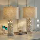 OYEARS 3-Way Dimmable 22'' USB A+C Touch Control Table Lamp Set of 2 with Nightlight for Living Room Bedroom Farmhouse Bedside Nightstand Lamps (Bulb Included)