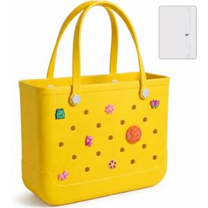 Large Sandproof Waterproof Beach Tote for Women, Travel Gym Pool Bag + Waterproof Pouch, Easy-Clean, Holds Towels Clothes