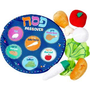 Rite Lite My Soft Seder Set Passover Plush Pesach Food Play Set Jewish Holiday Party Favor Matzah Dish Table Decoration for Little Ones! Educational & Adorable Judaica Passover Gifts for Hours of Fun!