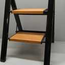 HBTower Step Ladder,Lightweight Aluminum Folding Step Stool with Anti-Slip Wide Pedal,330lbs Capacity Step Ladder for Household,Kitchen,Office - BlackWoodgrain