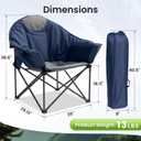 Oversized Camping Chair 500lbs Heavy Duty - Moon Saucer Folding Chair with Cup Holder, Padded for Outdoor, Lawn, Sports, Patio (Blue & Gray)