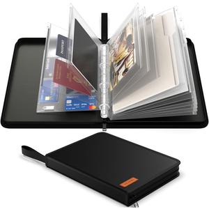 Important Document Organizer Zipper Binder,Fireproof Document Bag for Birth Certificate Protector, Waterproof Bill Organizer in Case I Go Missing Binder for Home Safe, 4 Ring Receipt Holder (Black)