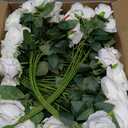 Hotop 80 Pcs Rose Artificial Flowers Bulk with Long Stem, Silk Roses Realistic Fake Flowers Bouquet for Wedding Table Centerpieces Bridal Shower Party Home Decorations(White)